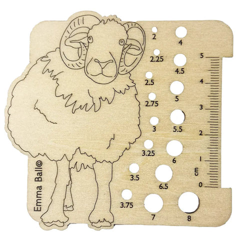 Emma Ball Herdwick Sheep Wooden Needle Gauge