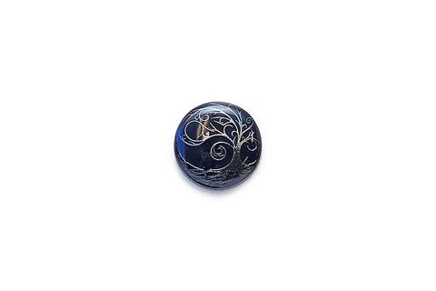 Dark Blue Gun Metal Tree with Swirly Branches Enamel Shank 18mm