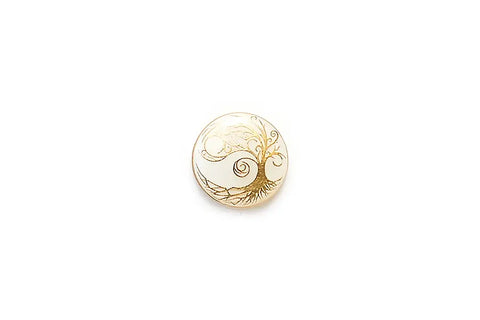 White Gold Tree with Swirly Branches Enamel Shank 18mm