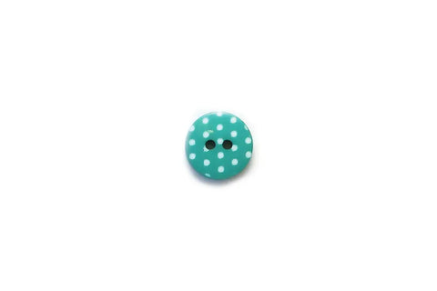 Teal with White Polka Dots 14mm