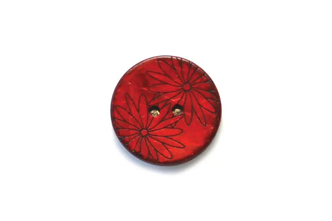 Coconut Etched Daisy Red 30mm