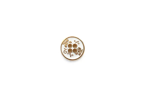 Gold Metal with White Enamel Flowers & Stems 15mm