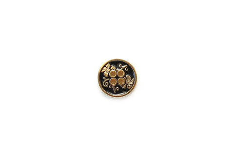 Gold Metal with Black Enamel Flowers & Stems 15mm