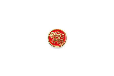 Gold Metal with Red-Orange Enamel Flowers 15mm