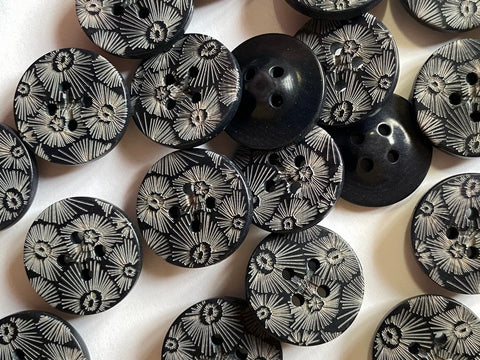 Navy Corozo with Floral Laser Pattern 18mm