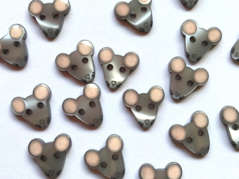 Pearly Grey Mice with Glossy Pink Ears 12mm