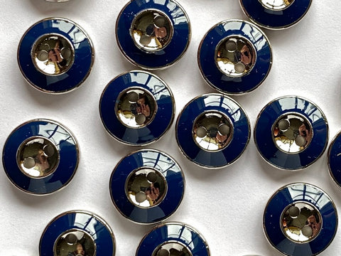 Lightweight Silver Metal with Navy Resin 12mm