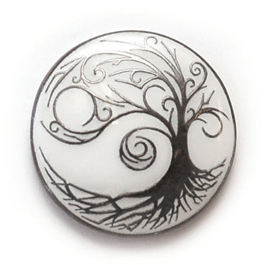 White Enamel with  Gun Metal Swirly Tree