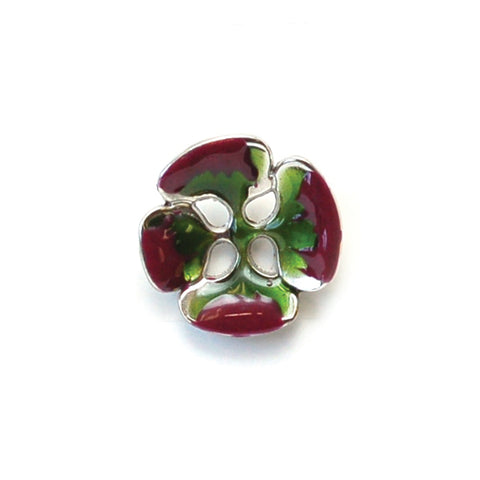 Metal with Purple & Green Enamel Flower Petals 20mm