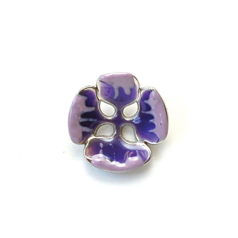 Metal with Pink & Purple Enamel Flower Petals 20mm