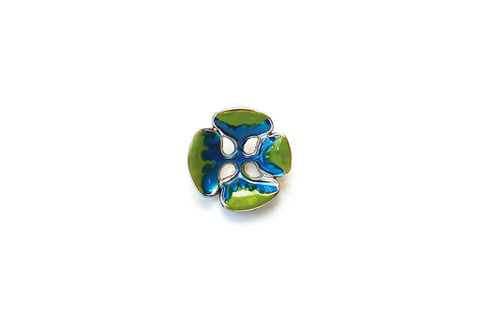 Metal with Green & Blue Enamel Flower Petals 20mm