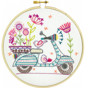 Embroidery Kit with Hoop - Scooter Ride