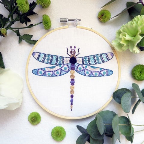 Embroidery Kit with Hoop - Ursula the Dragonfly